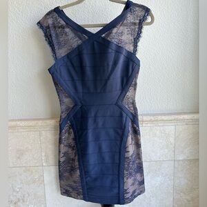 BGBGMaxAzria Navy Lace and Bandage cocktail dress